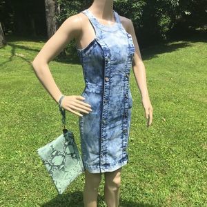 NWT $100 Laura Di Maggio | Leather Snake Print Clutch in Mint Green